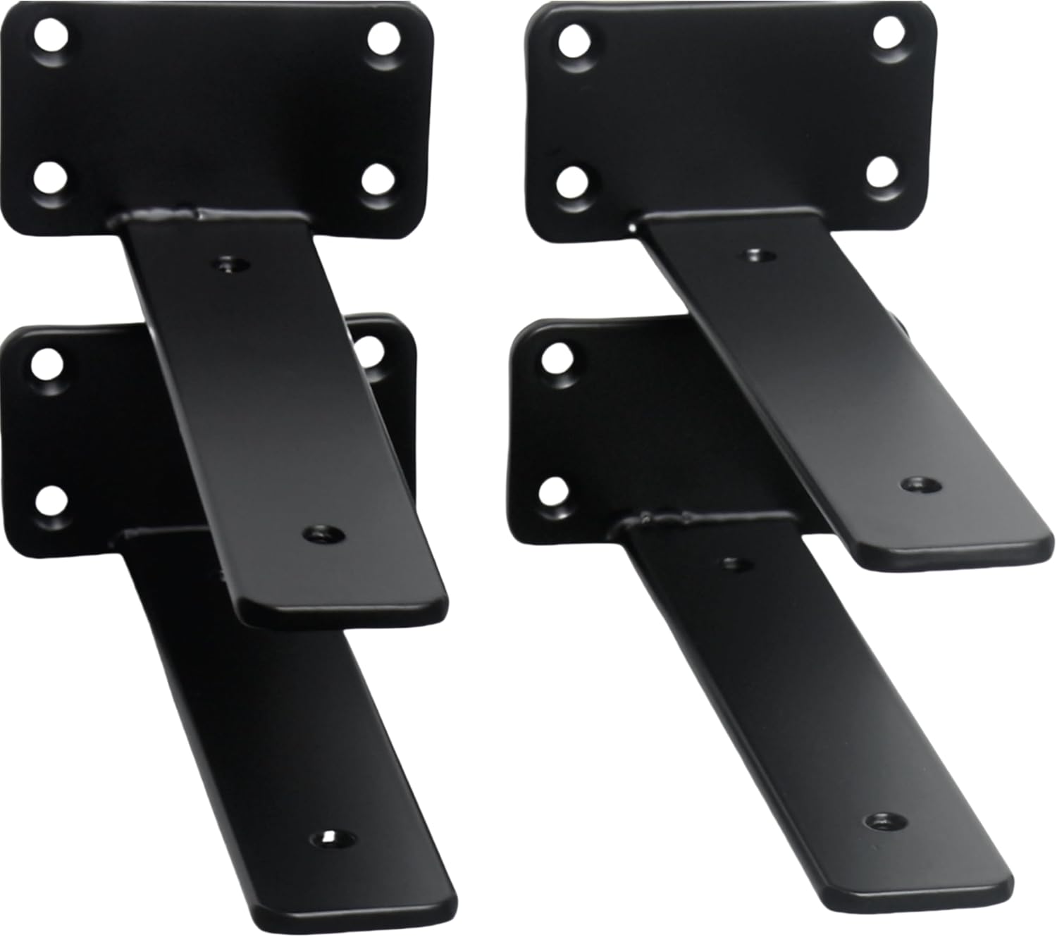 12 Pack - 8 inch Black Hidden L Shelf Bracket (1/5 Inch Thicked) Iron Floating Shelf Brackets Rustic Industrial Metal Brackets for Shelf Support