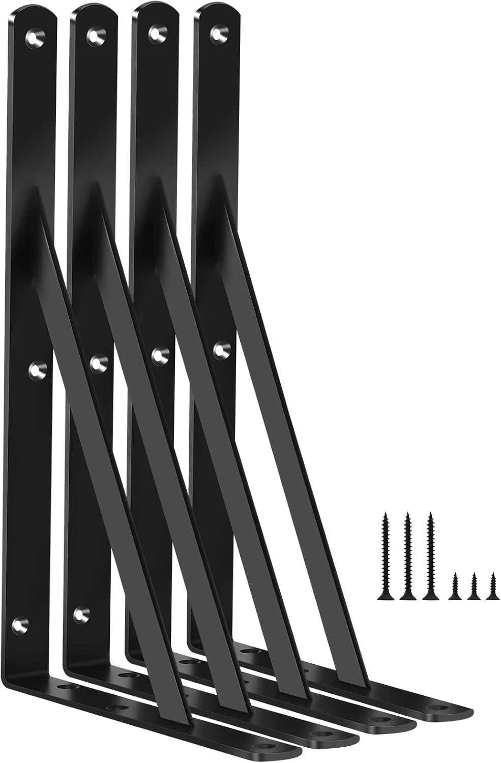 12 Pack L14 x H 10" Black Heavy Duty Shelf Brackets with Screws Metal Shelf Brackets Shelf Support Angle Brackets for Shelves L Brackets Heavy Duty Floating Shelf