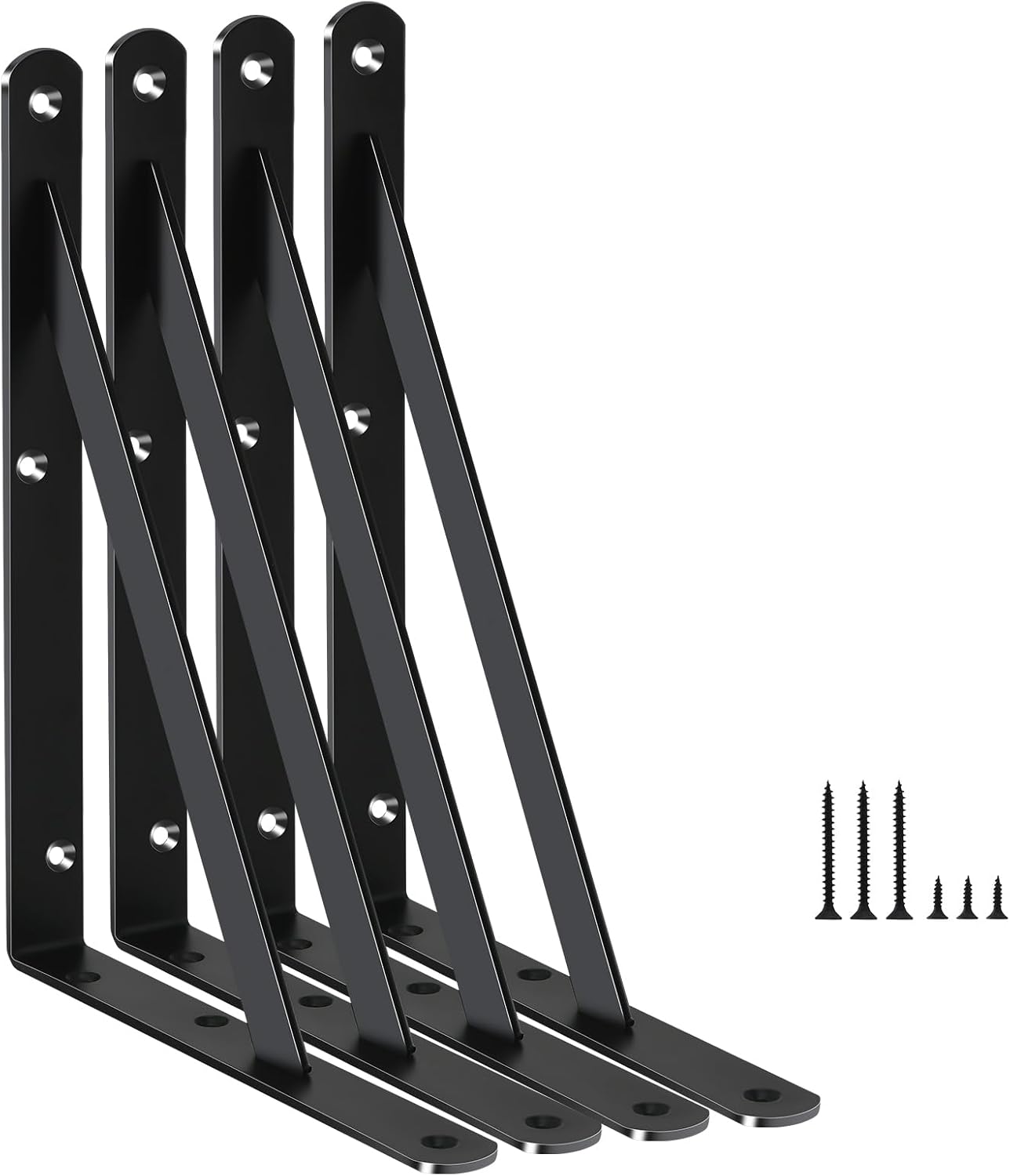 12 Pack L14 x H 10" Black Heavy Duty Shelf Brackets with Screws Metal Shelf Brackets Shelf Support Angle Brackets for Shelves L Brackets Heavy Duty Floating Shelf