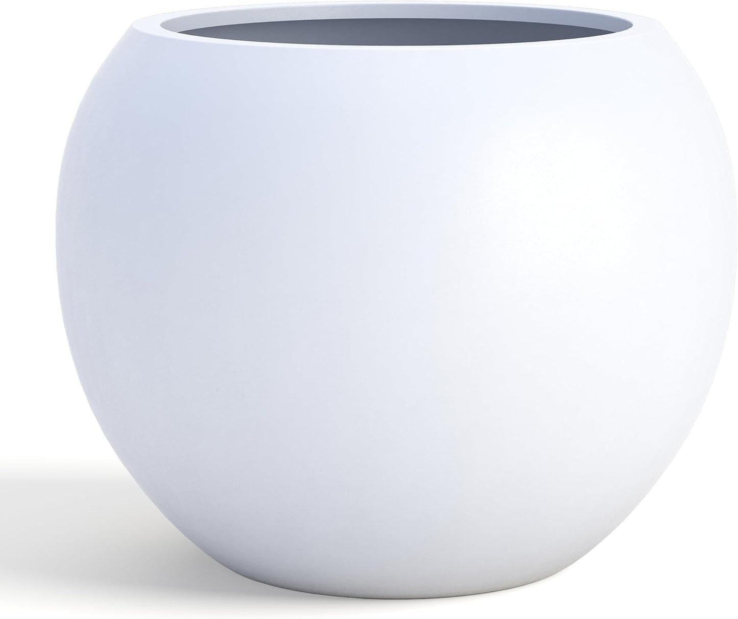 DTY Signature Mount Sherman Modern Indoor Outdoor Fiberstone Sphere Planter, Durable Round Garden Pot, Weather Resistant, Drainage Hole & Rubber Plug, Planter for Christmas Tree - Small, Black