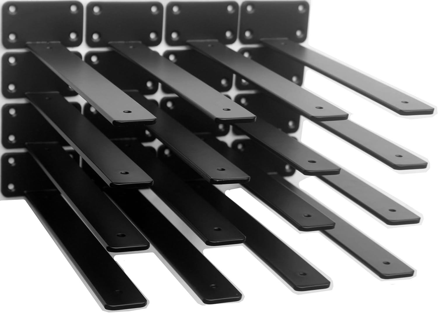 12 Pack - 12 inch Black Hidden L Shelf Bracket (1/5 Inch Thicked) Iron Floating Shelf Brackets Rustic Industrial Metal Brackets for Shelf Support