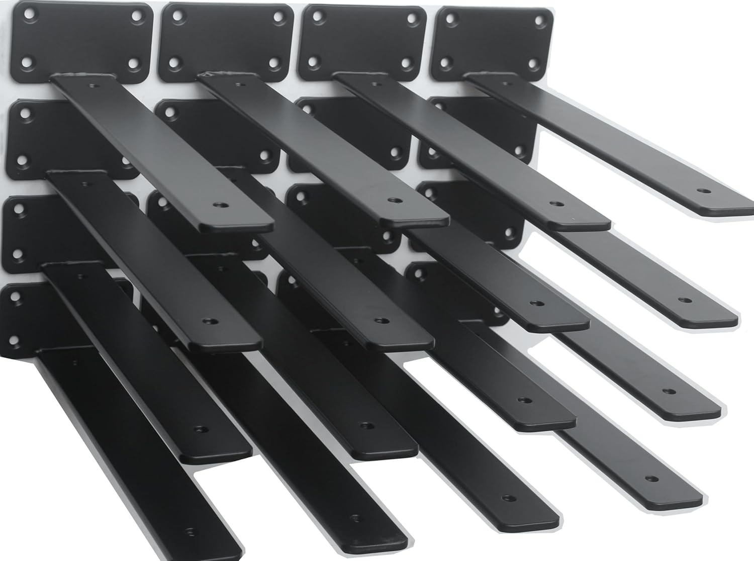 12 Pack - 8 inch Black Hidden L Shelf Bracket (1/5 Inch Thicked) Iron Floating Shelf Brackets Rustic Industrial Metal Brackets for Shelf Support