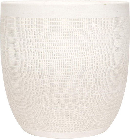 Creative Co-Op Large Matte White Embossed Stoneware Planter
