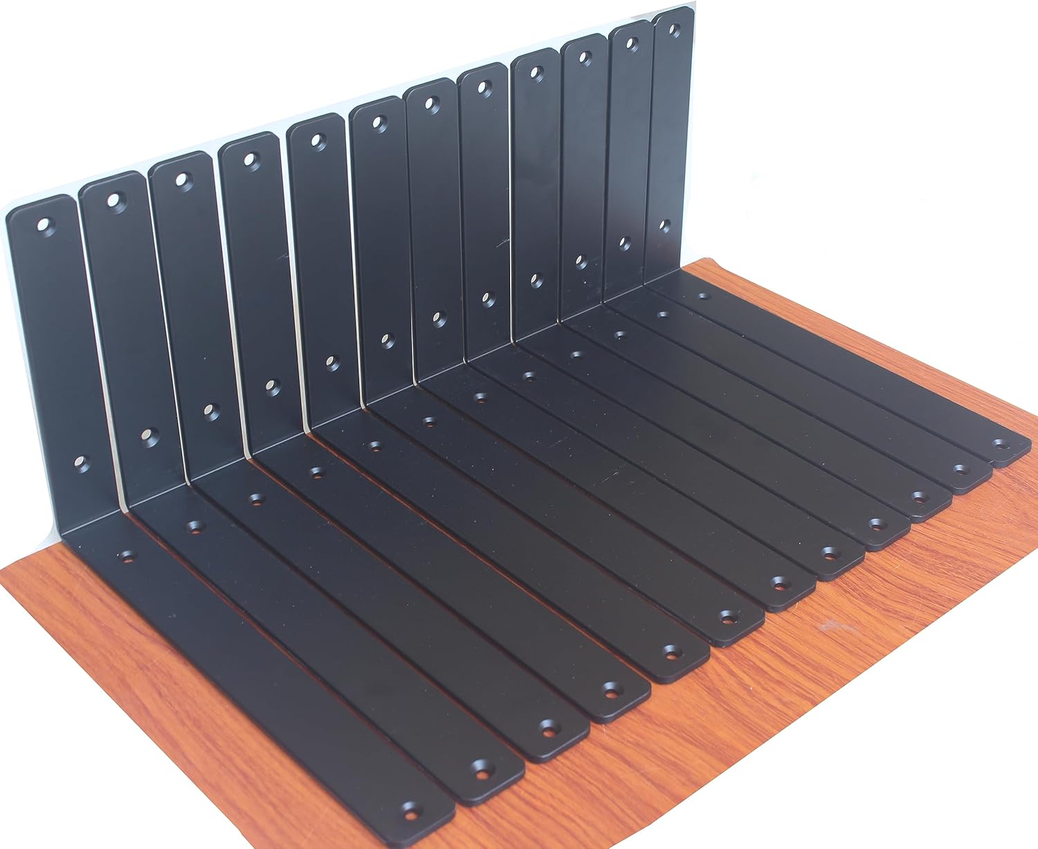 12 Pack - L 8" x H 6" x W1.5, 5mm Thick Black L Shelf Bracket, Iron Shelf Brackets, Metal Shelf Brackets, Floating Shelf, Shelf Supports with Screws