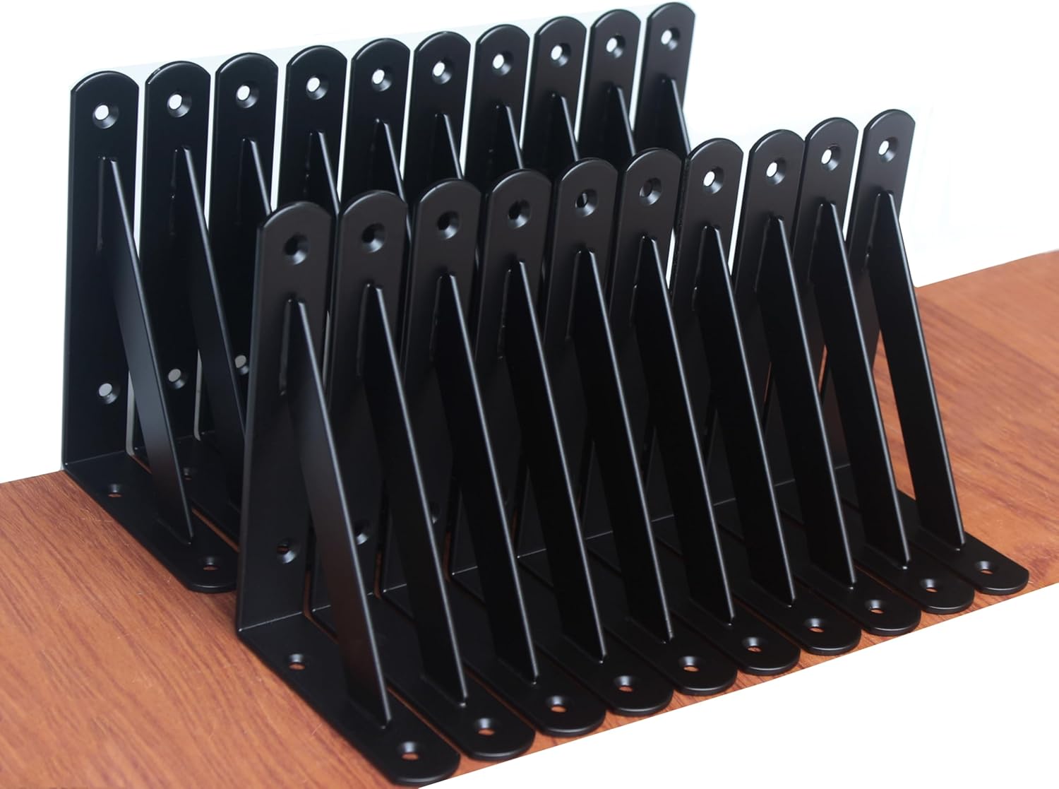 12 Pack L14 x H 10" Black Heavy Duty Shelf Brackets with Screws Metal Shelf Brackets Shelf Support Angle Brackets for Shelves L Brackets Heavy Duty Floating Shelf
