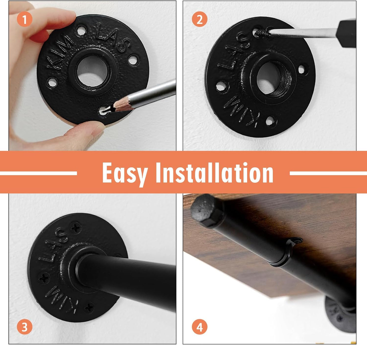 Industrial Pipe Shelf Brackets 12 Pack Floating Shelves L Brackets 12 Inch Black Shelving Bracket Heavy Duty for Wood, Kitchen, Laundry Room, Home Decor Hanger Bedroom