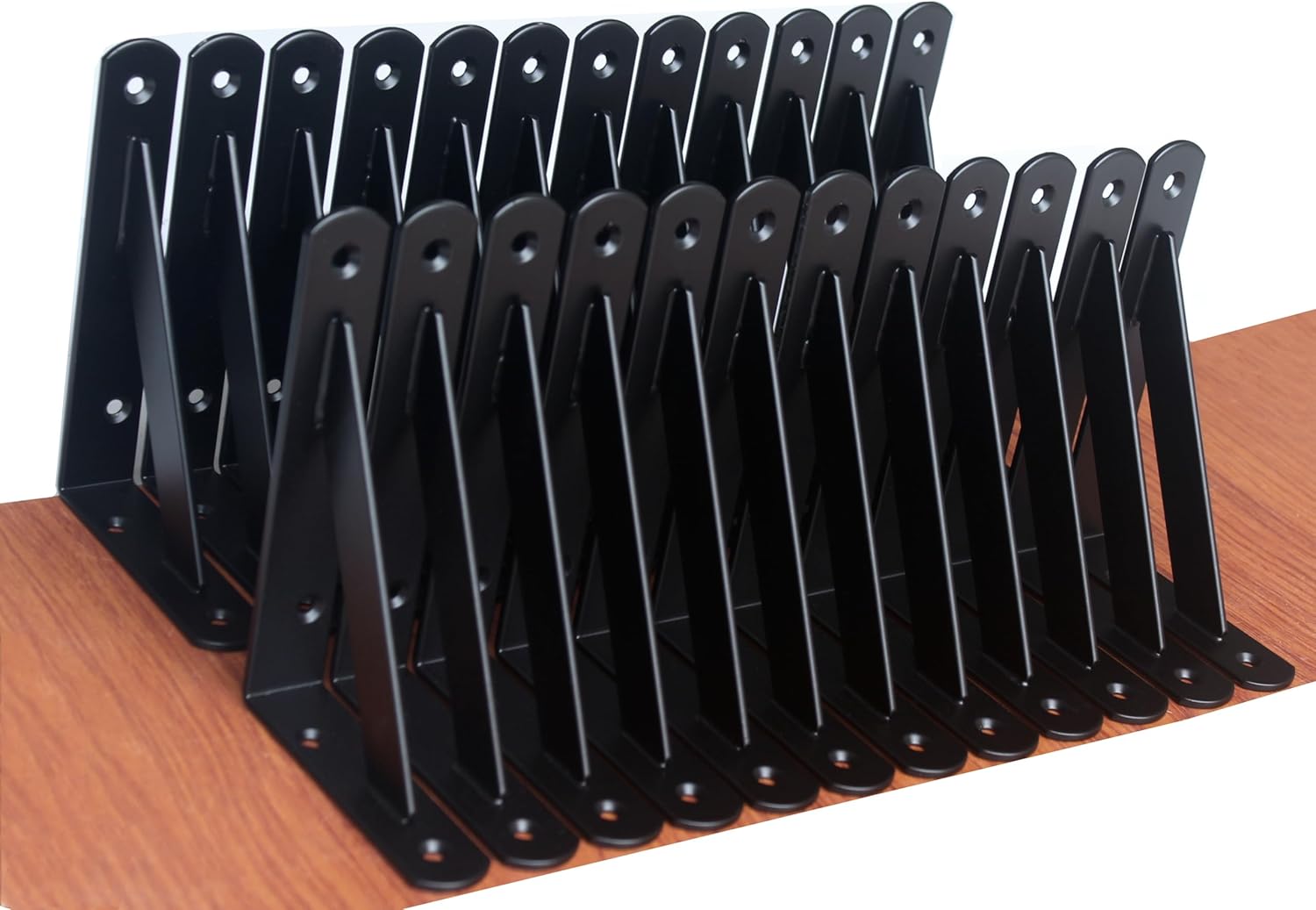 16 Pack L12 x H 8" Black Heavy Duty Shelf Brackets with Screws Metal Shelf Brackets Shelf Support Angle Brackets for Shelves L Brackets Heavy Duty Floating Shelf