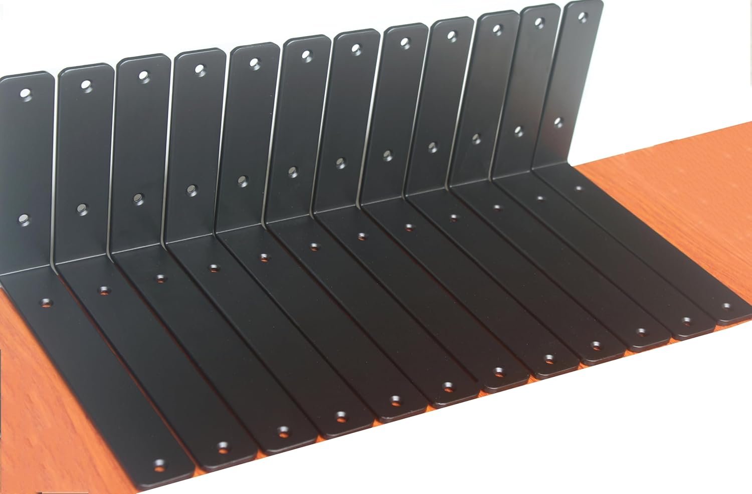 12 Pack - L 8" x H 6" x W1.5, 5mm Thick Black L Shelf Bracket, Iron Shelf Brackets, Metal Shelf Brackets, Floating Shelf, Shelf Supports with Screws