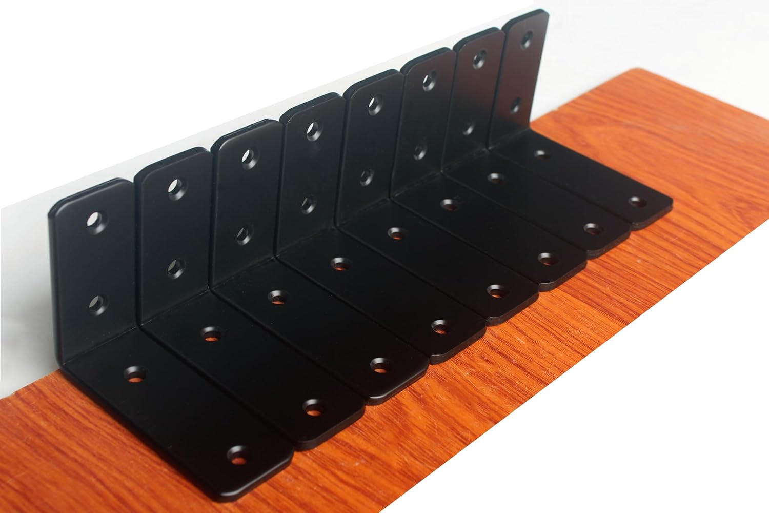 12 Pack - L 8" x H 6" x W1.5, 5mm Thick Black L Shelf Bracket, Iron Shelf Brackets, Metal Shelf Brackets, Floating Shelf, Shelf Supports with Screws
