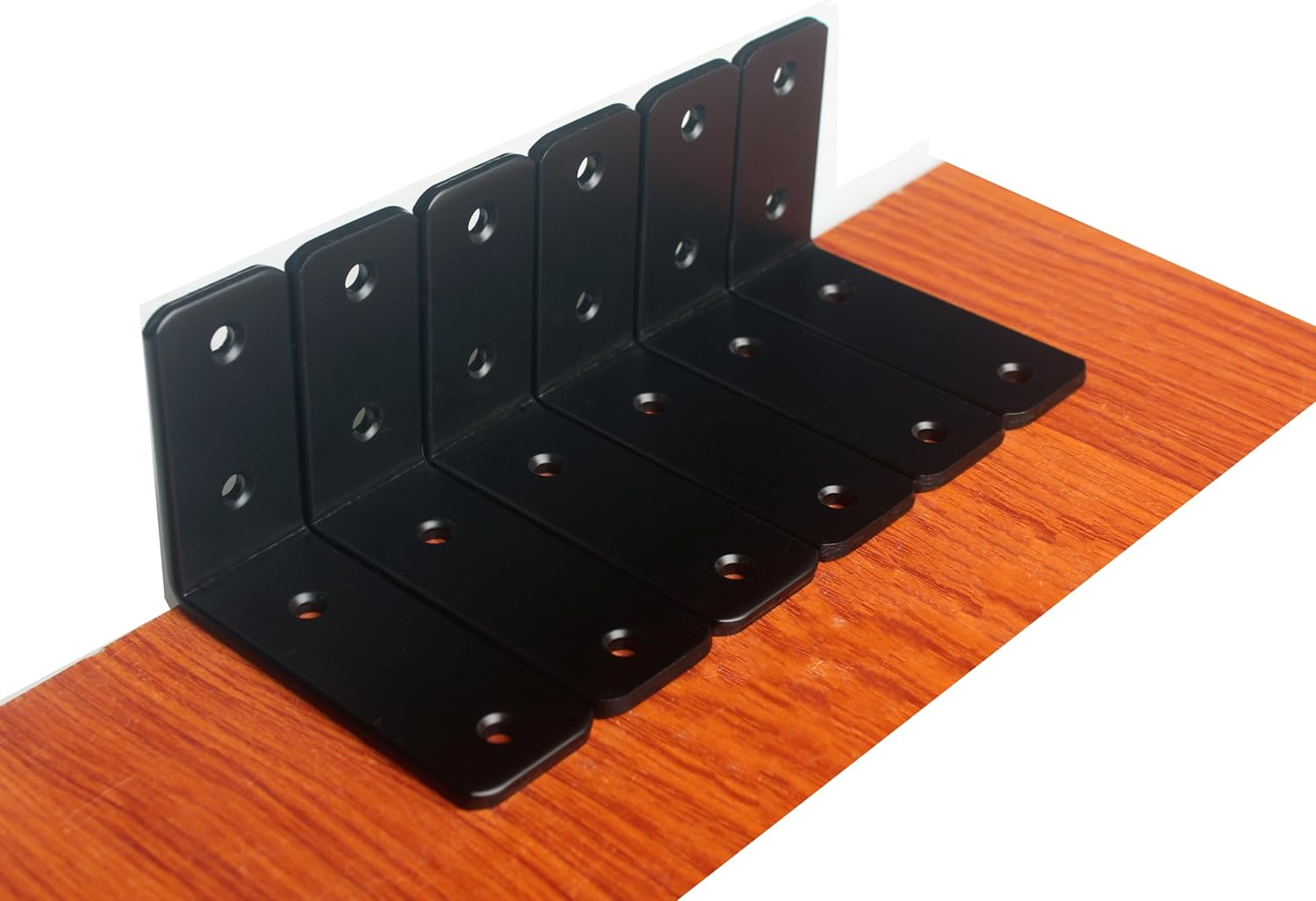 12 Pack - L 8" x H 6" x W1.5, 5mm Thick Black L Shelf Bracket, Iron Shelf Brackets, Metal Shelf Brackets, Floating Shelf, Shelf Supports with Screws