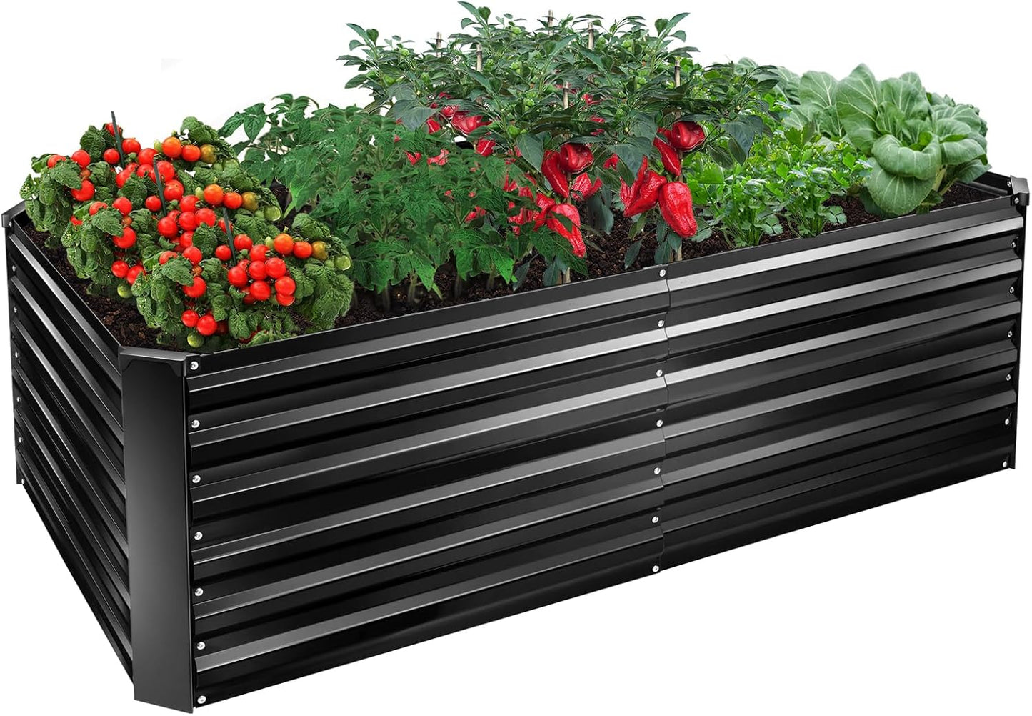 EDOSTORY Metal Raised Bed Garden Bed Kit, 8x4x2ft Tall Galvanized Planter Raised Garden Boxes Outdoor, Large Metal Raised Garden Beds for Flowers, Vegetables, Herbs
