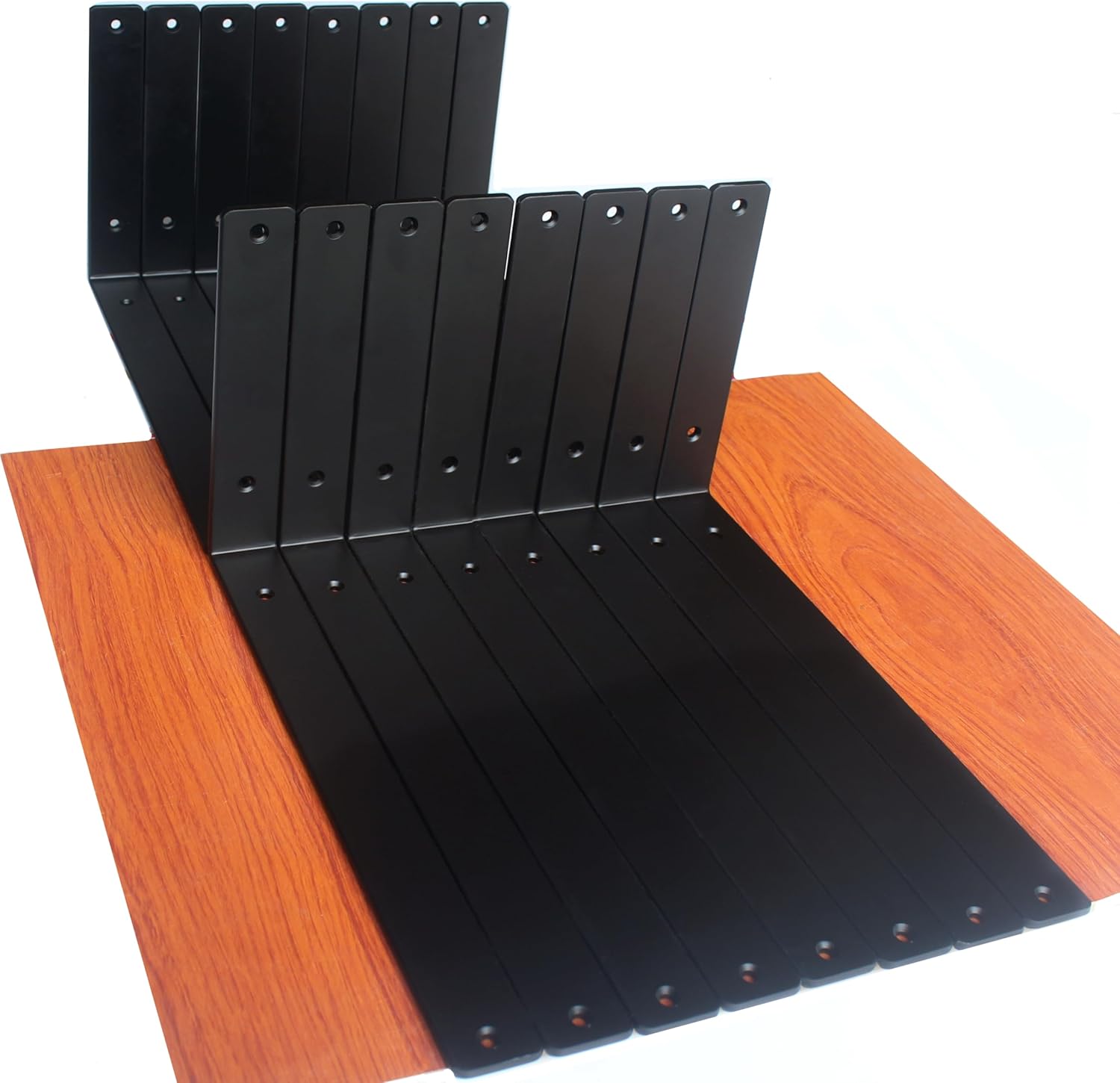 12 Pack - L 8" x H 6" x W1.5, 5mm Thick Black L Shelf Bracket, Iron Shelf Brackets, Metal Shelf Brackets, Floating Shelf, Shelf Supports with Screws