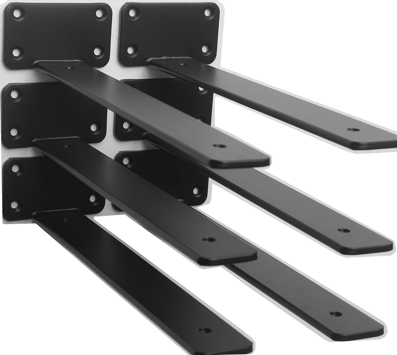 12 Pack - 10 inch Black Hidden L Shelf Bracket (1/5 Inch Thicked) Iron Floating Shelf Brackets Rustic Industrial Metal Brackets for Shelf Support