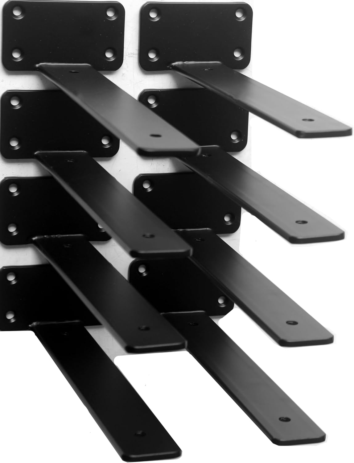 12 Pack - 12 inch Black Hidden L Shelf Bracket (1/5 Inch Thicked) Iron Floating Shelf Brackets Rustic Industrial Metal Brackets for Shelf Support