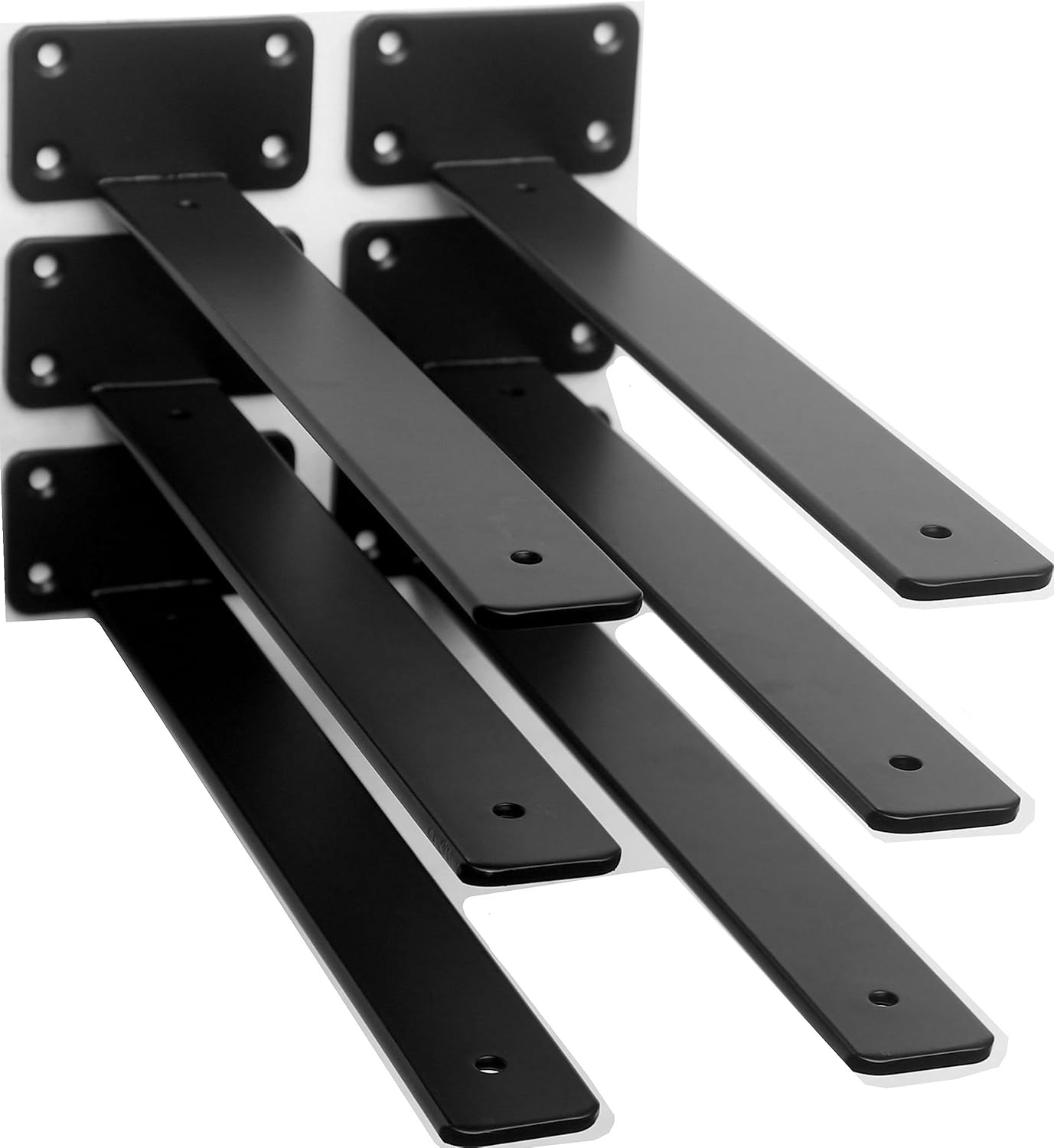 12 Pack - 8 inch Black Hidden L Shelf Bracket (1/5 Inch Thicked) Iron Floating Shelf Brackets Rustic Industrial Metal Brackets for Shelf Support