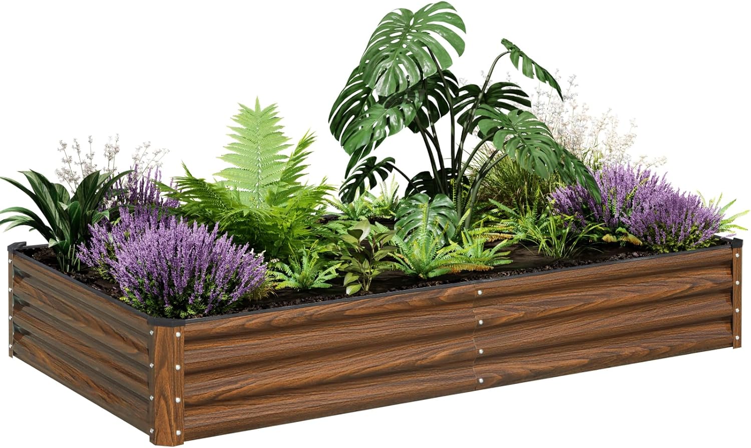 SnugNiture Galvanized Raised Garden Bed 8x4x2FT Outdoor Large Metal Planter Box Steel Kit for Planting Vegetables, Flowers