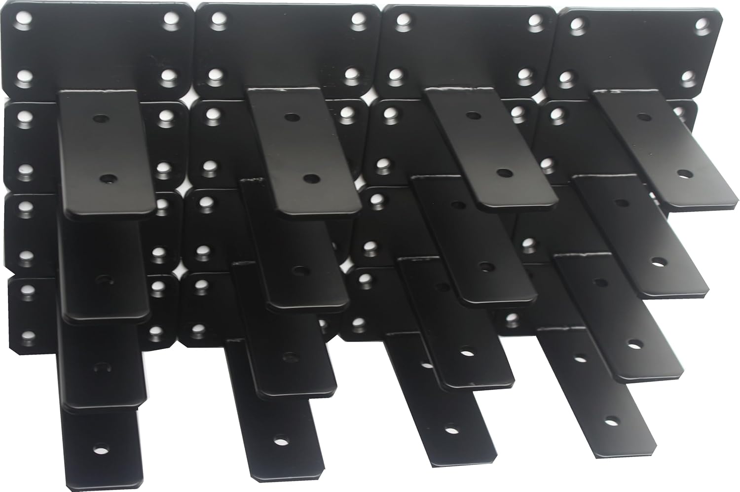 12 Pack - 8 inch Black Hidden L Shelf Bracket (1/5 Inch Thicked) Iron Floating Shelf Brackets Rustic Industrial Metal Brackets for Shelf Support