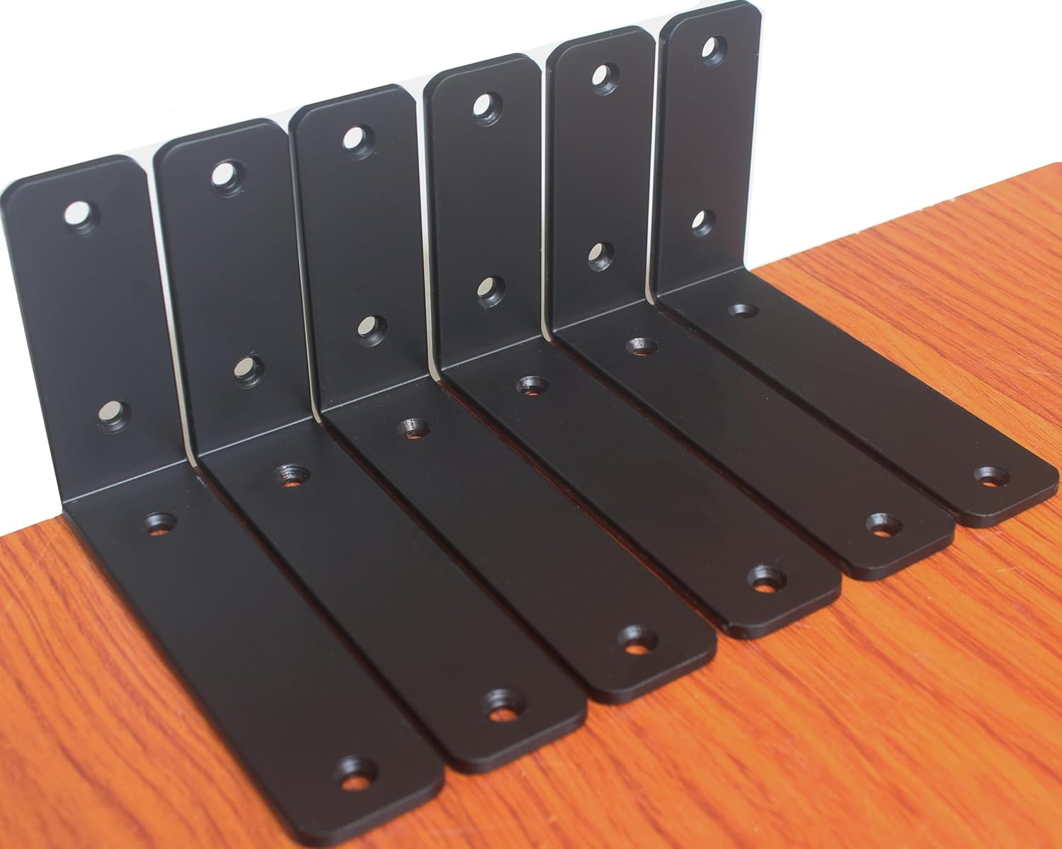 12 Pack - L 8" x H 6" x W1.5, 5mm Thick Black L Shelf Bracket, Iron Shelf Brackets, Metal Shelf Brackets, Floating Shelf, Shelf Supports with Screws
