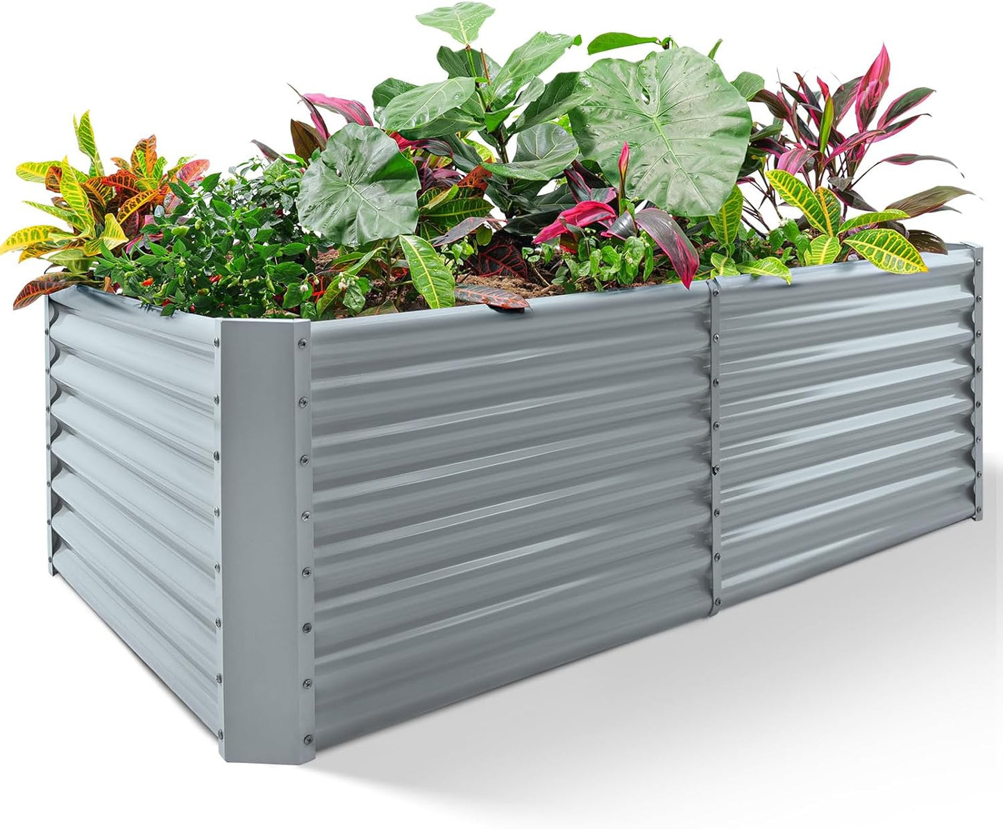 Land Guard 8×4×2 ft Galvanized Raised Garden Bed Kit, Galvanized Planter Raised Garden Boxes Outdoor, Large Metal Raised Garden Beds for Vegetables.