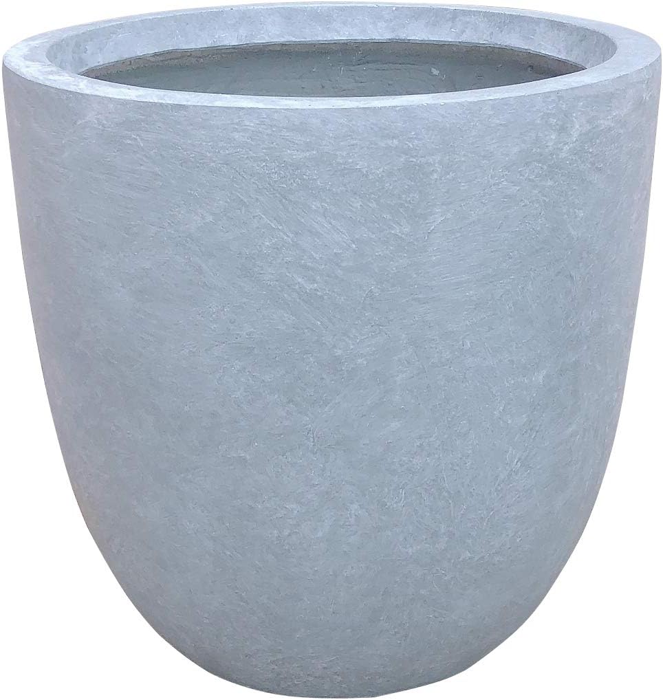 Kante 18 Inch Dia Round Concrete Planter, Indoor Outdoor Large Plant Pot with Drainage Hole and Rubber Plug for Home Patio Garden, Weathered Concrete