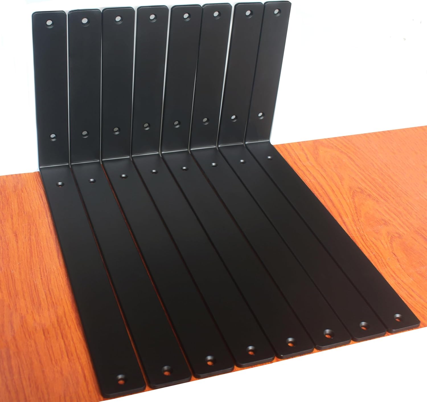 12 Pack - L 8" x H 6" x W1.5, 5mm Thick Black L Shelf Bracket, Iron Shelf Brackets, Metal Shelf Brackets, Floating Shelf, Shelf Supports with Screws