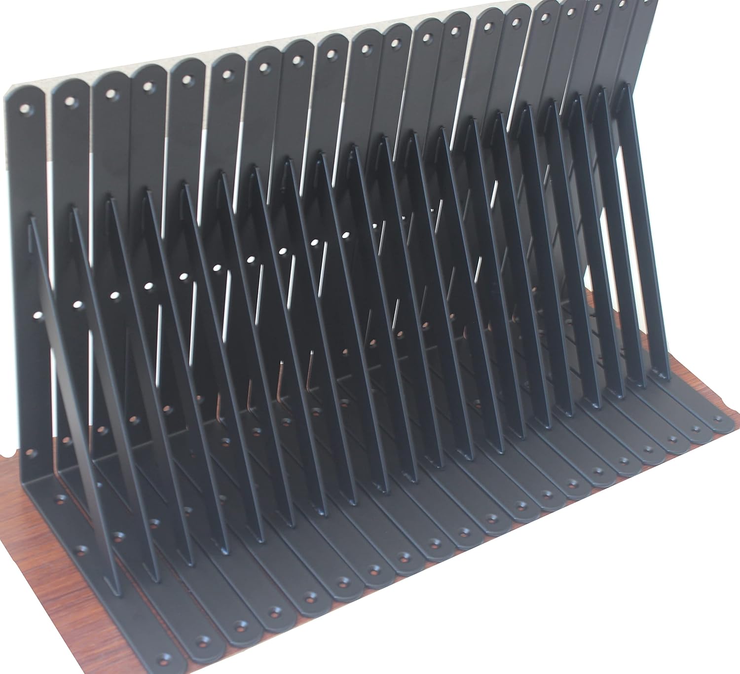 12 Pack L14 x H 10" Black Heavy Duty Shelf Brackets with Screws Metal Shelf Brackets Shelf Support Angle Brackets for Shelves L Brackets Heavy Duty Floating Shelf