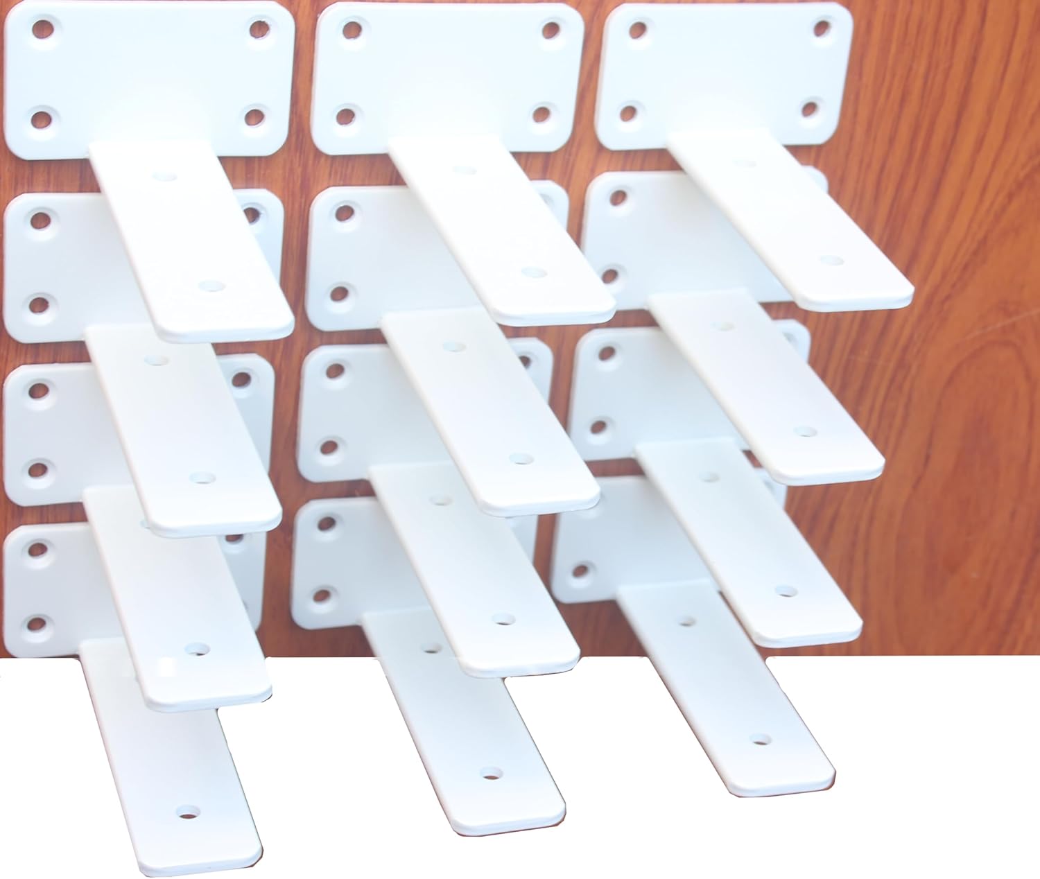 12 Pack - 12 inch Black Hidden L Shelf Bracket (1/5 Inch Thicked) Iron Floating Shelf Brackets Rustic Industrial Metal Brackets for Shelf Support