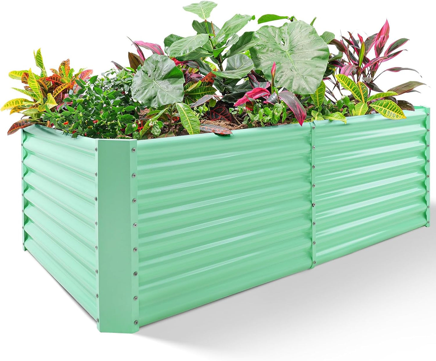 Land Guard 8×4×2 ft Galvanized Raised Garden Bed Kit, Galvanized Planter Raised Garden Boxes Outdoor, Large Metal Raised Garden Beds for Vegetables.