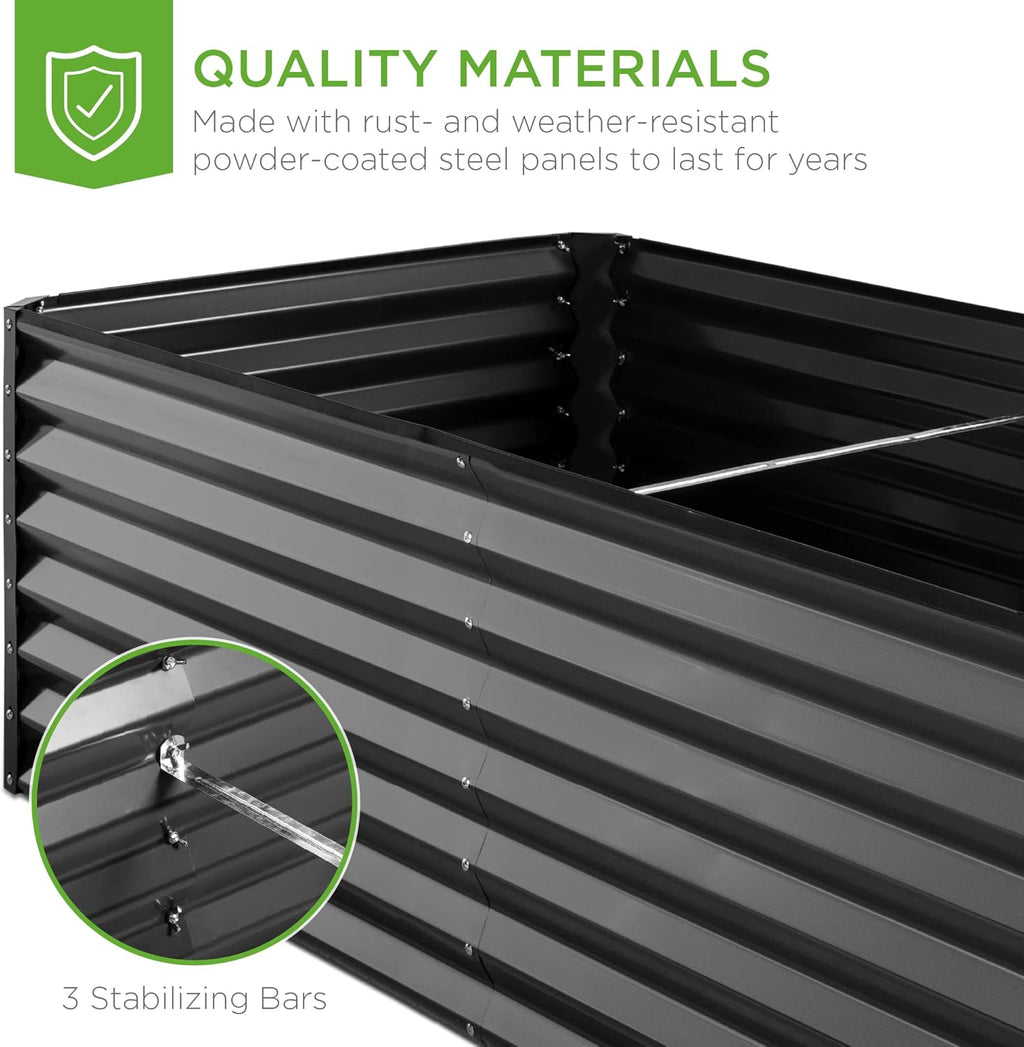 Best Choice Products 8x4x2ft Outdoor Metal Raised Garden Bed, Deep Root Planter Box for Vegetables, Herbs & Flowers, 478-Gallon Capacity, 100% Non Toxic Materials - Gray