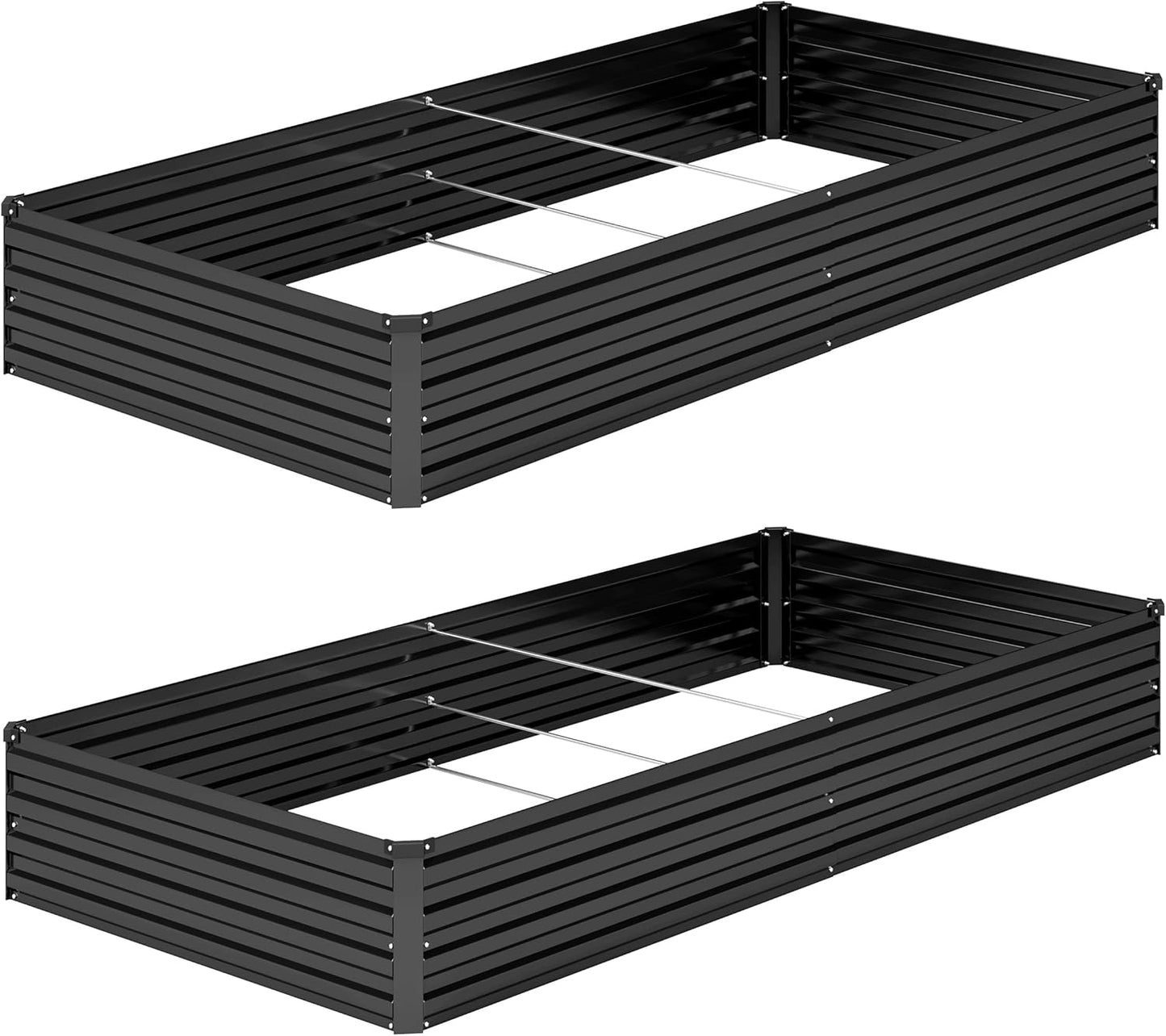 2PCS 12x4x1FT Galvanized Raised Garden Bed Kit,Vegetable Boxes-Rectangle Metal Flower Box,Large Planter Raised Beds Outdoor Garden for Planting,Fruit,Herb-Sliver
