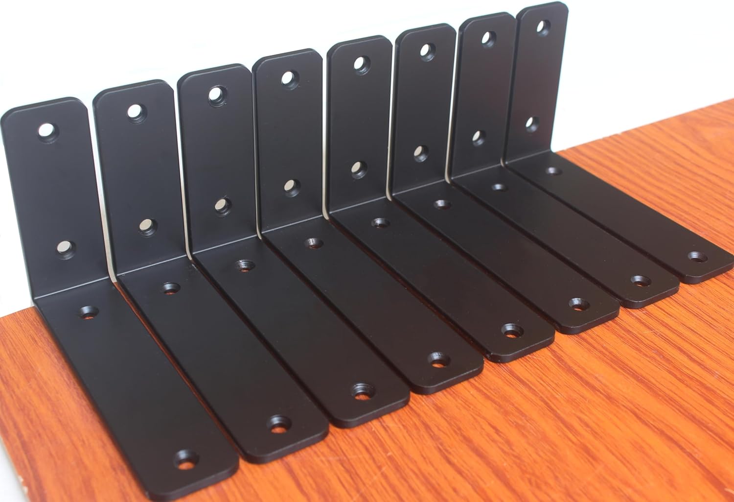 12 Pack - L 8" x H 6" x W1.5, 5mm Thick Black L Shelf Bracket, Iron Shelf Brackets, Metal Shelf Brackets, Floating Shelf, Shelf Supports with Screws