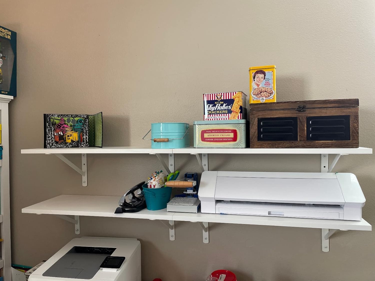 HOME MASTER HARDWARE 12 x 8 inch Heavy Duty Shelf Brackets, Load Capacity: 600lb, 10-Pack White Metal L Supports for Wall Mounted Wood Shelving, Shelves Bracket with Screws