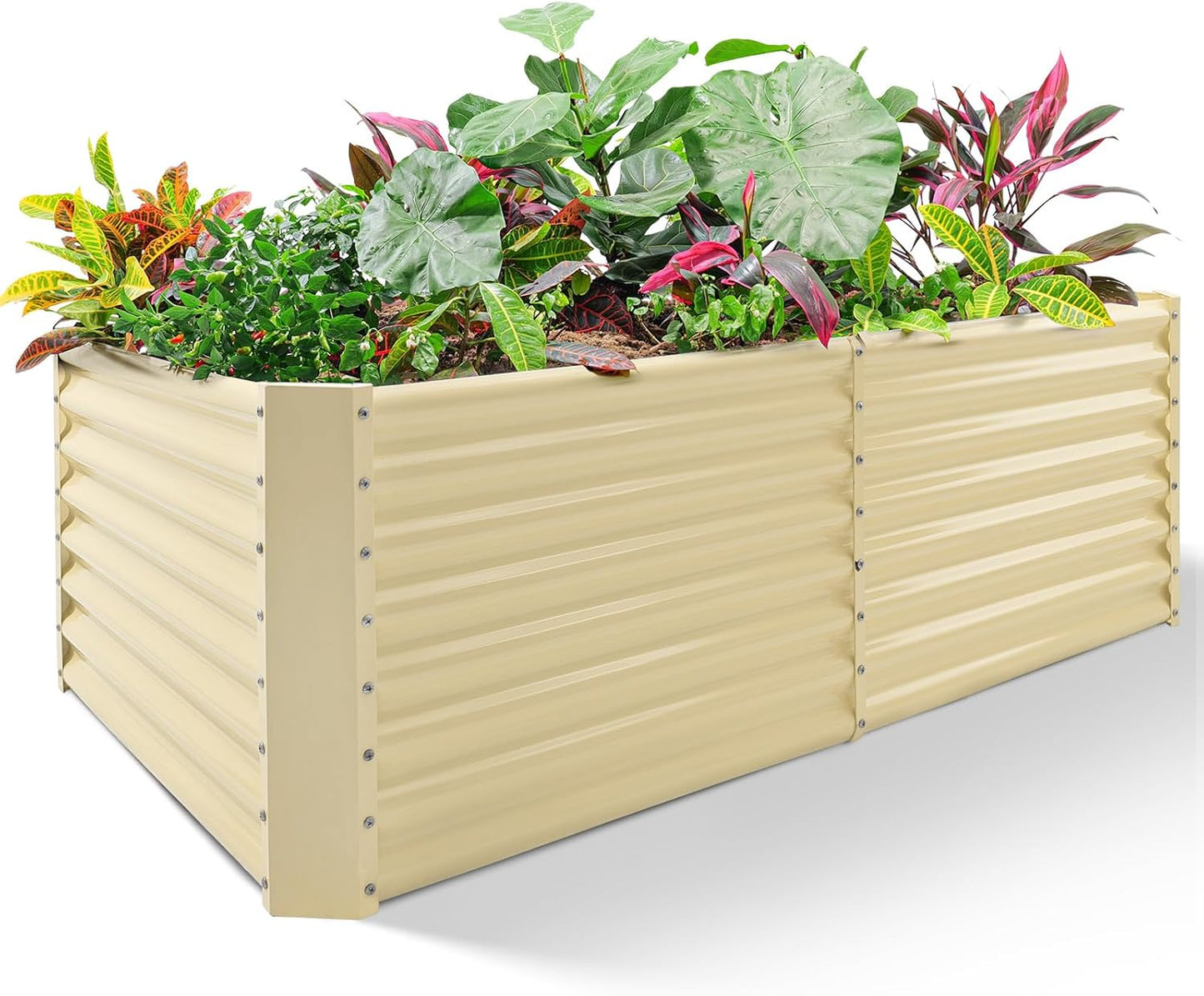 Land Guard 8×4×2 ft Galvanized Raised Garden Bed Kit, Galvanized Planter Raised Garden Boxes Outdoor, Large Metal Raised Garden Beds for Vegetables.