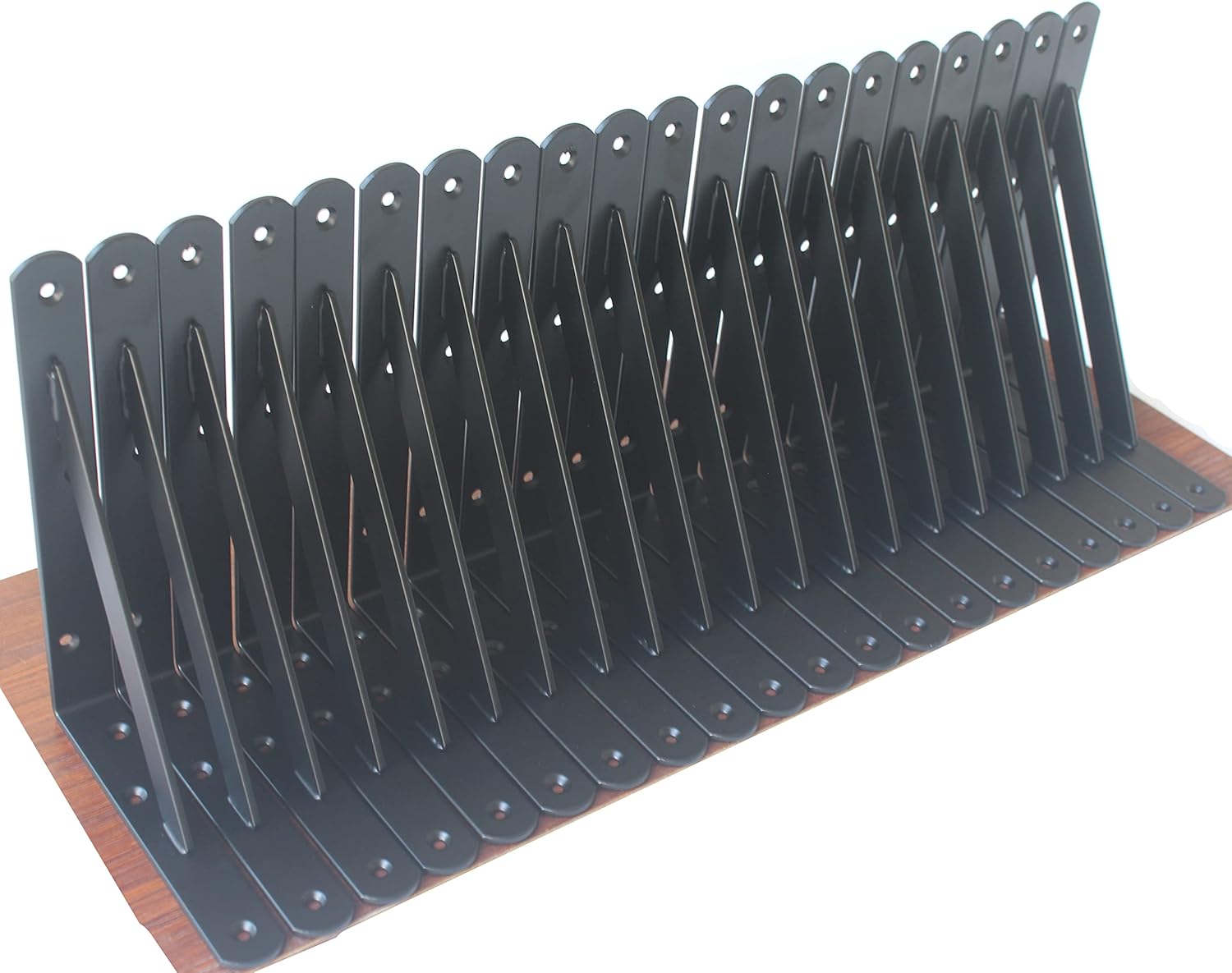 12 Pack L14 x H 10" Black Heavy Duty Shelf Brackets with Screws Metal Shelf Brackets Shelf Support Angle Brackets for Shelves L Brackets Heavy Duty Floating Shelf