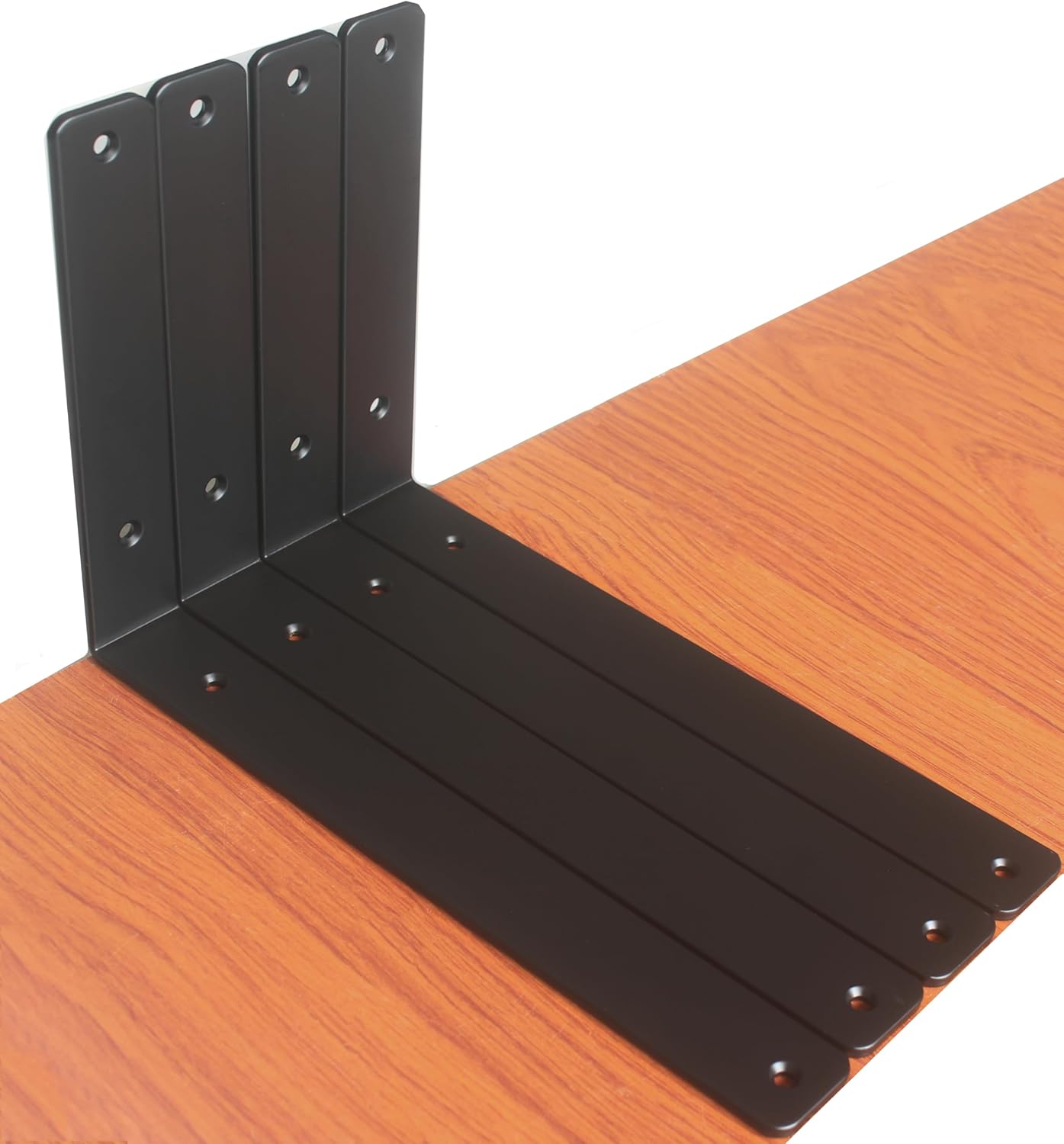 12 Pack - L 8" x H 6" x W1.5, 5mm Thick Black L Shelf Bracket, Iron Shelf Brackets, Metal Shelf Brackets, Floating Shelf, Shelf Supports with Screws