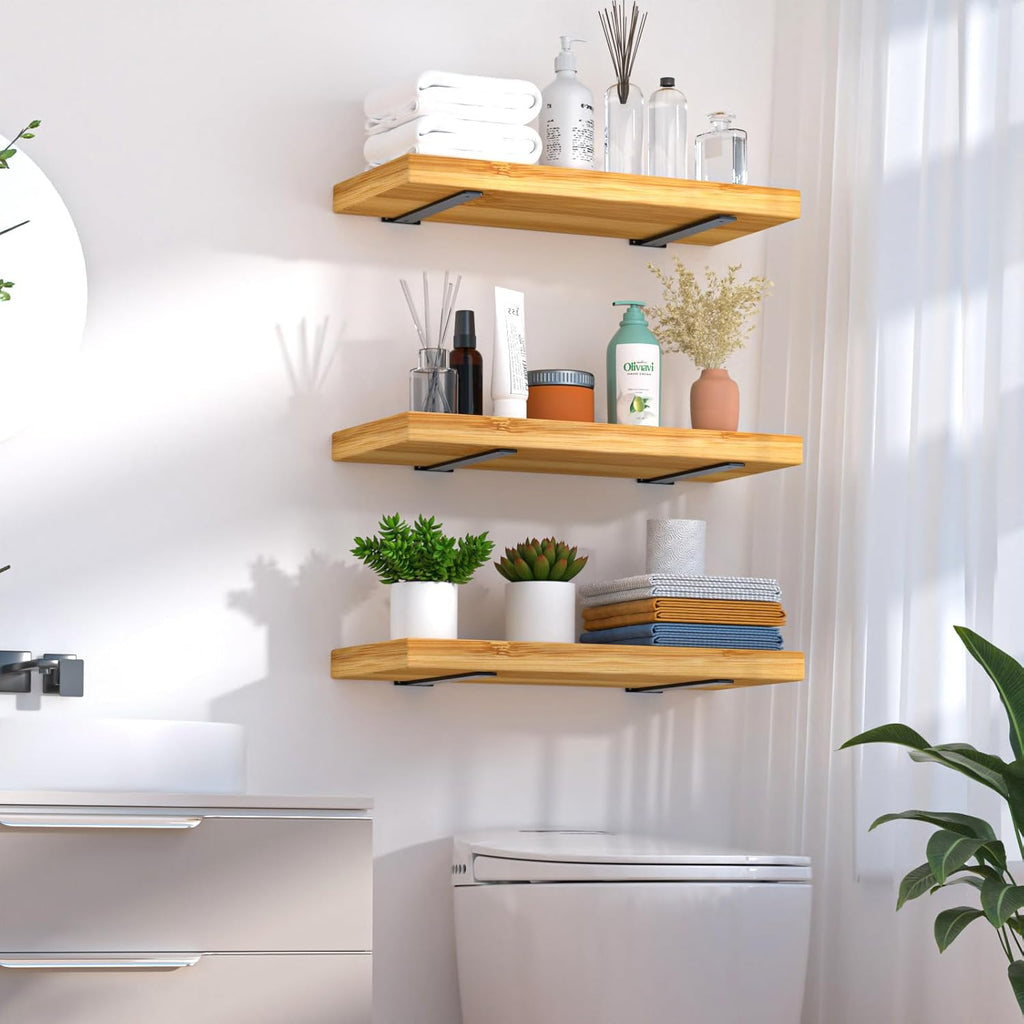 12 Pack - 12 inch Black Hidden L Shelf Bracket (1/5 Inch Thicked) Iron Floating Shelf Brackets Rustic Industrial Metal Brackets for Shelf Support