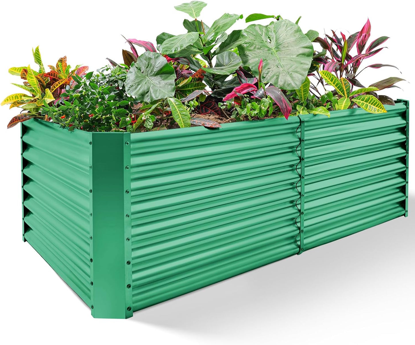 Land Guard 8×4×2 ft Galvanized Raised Garden Bed Kit, Galvanized Planter Raised Garden Boxes Outdoor, Large Metal Raised Garden Beds for Vegetables.