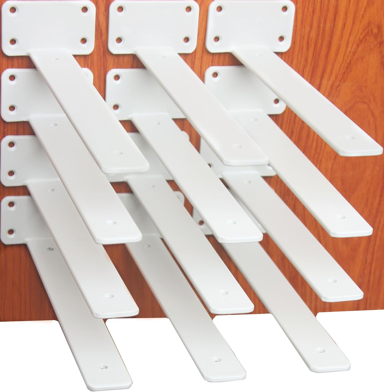 12 Pack - 8 inch Black Hidden L Shelf Bracket (1/5 Inch Thicked) Iron Floating Shelf Brackets Rustic Industrial Metal Brackets for Shelf Support