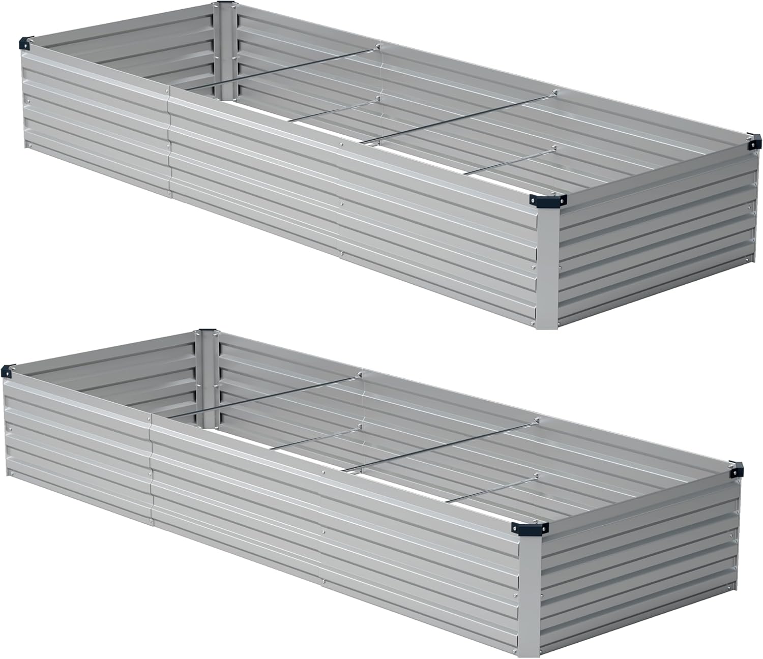 10x2x1ft(2 Pack) Galvanized Raised Garden Bed,Outdoor Planter Box Metal Patio Kit Planting Bed for Vegetables Flowers and Succulents,Silver