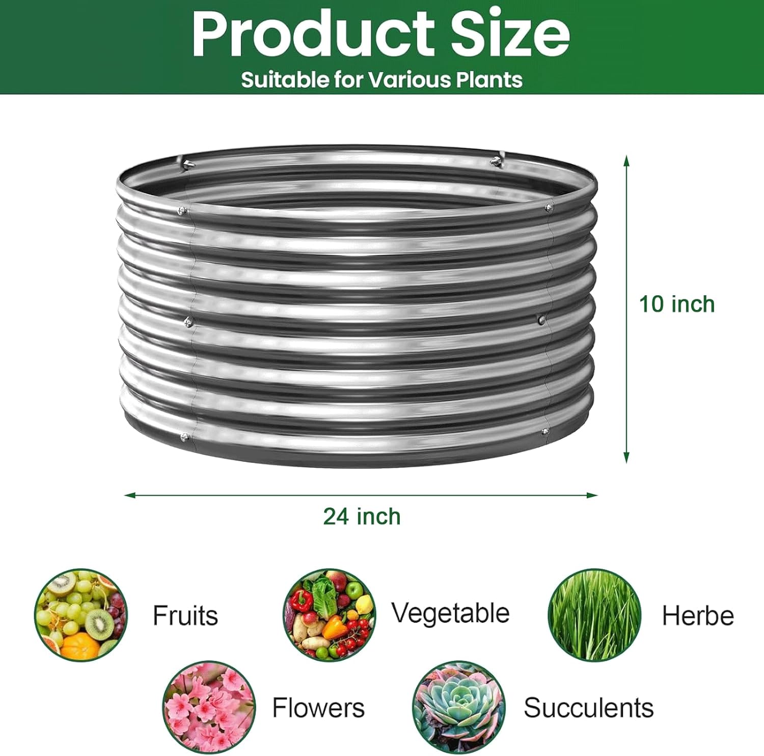4 Pack 2x2FT Round Corrugated Galvanized Steel Raised Garden Bed Outdoor, Metal Above Ground Garden Bed for Vegetables and Flowers, Raised Beds for Gardening-2x2FTx10Inch