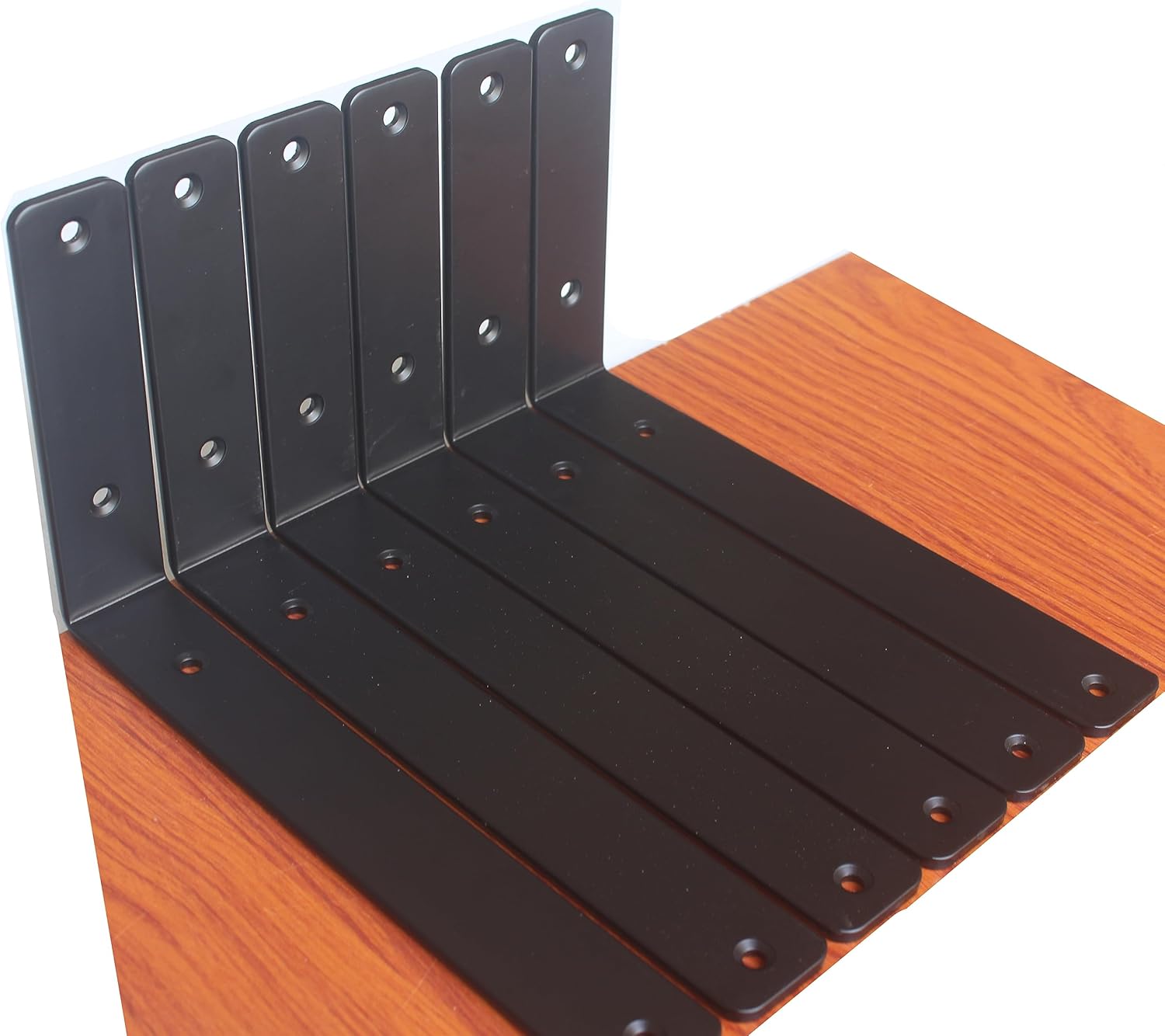 12 Pack - L 8" x H 6" x W1.5, 5mm Thick Black L Shelf Bracket, Iron Shelf Brackets, Metal Shelf Brackets, Floating Shelf, Shelf Supports with Screws