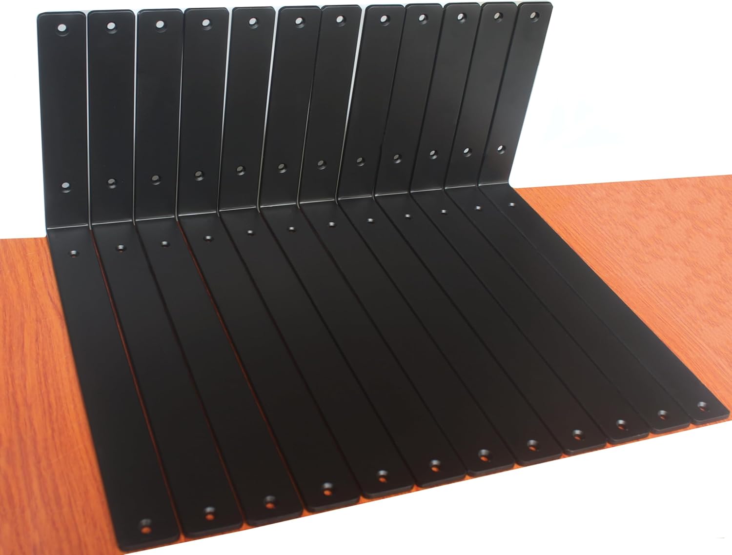 12 Pack - L 8" x H 6" x W1.5, 5mm Thick Black L Shelf Bracket, Iron Shelf Brackets, Metal Shelf Brackets, Floating Shelf, Shelf Supports with Screws