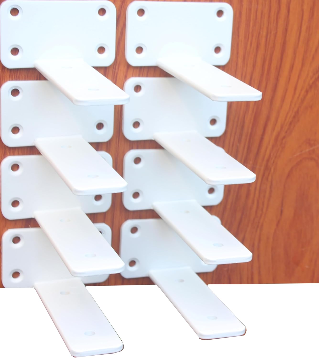 12 Pack - 8 inch Black Hidden L Shelf Bracket (1/5 Inch Thicked) Iron Floating Shelf Brackets Rustic Industrial Metal Brackets for Shelf Support