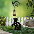 Metal Cat Stake with Solar Lights Outdoor Decorative,Black Cats Lawn Ornaments,Womens Gifts Unique,Garden Silhouette Animal Decor (Cat)