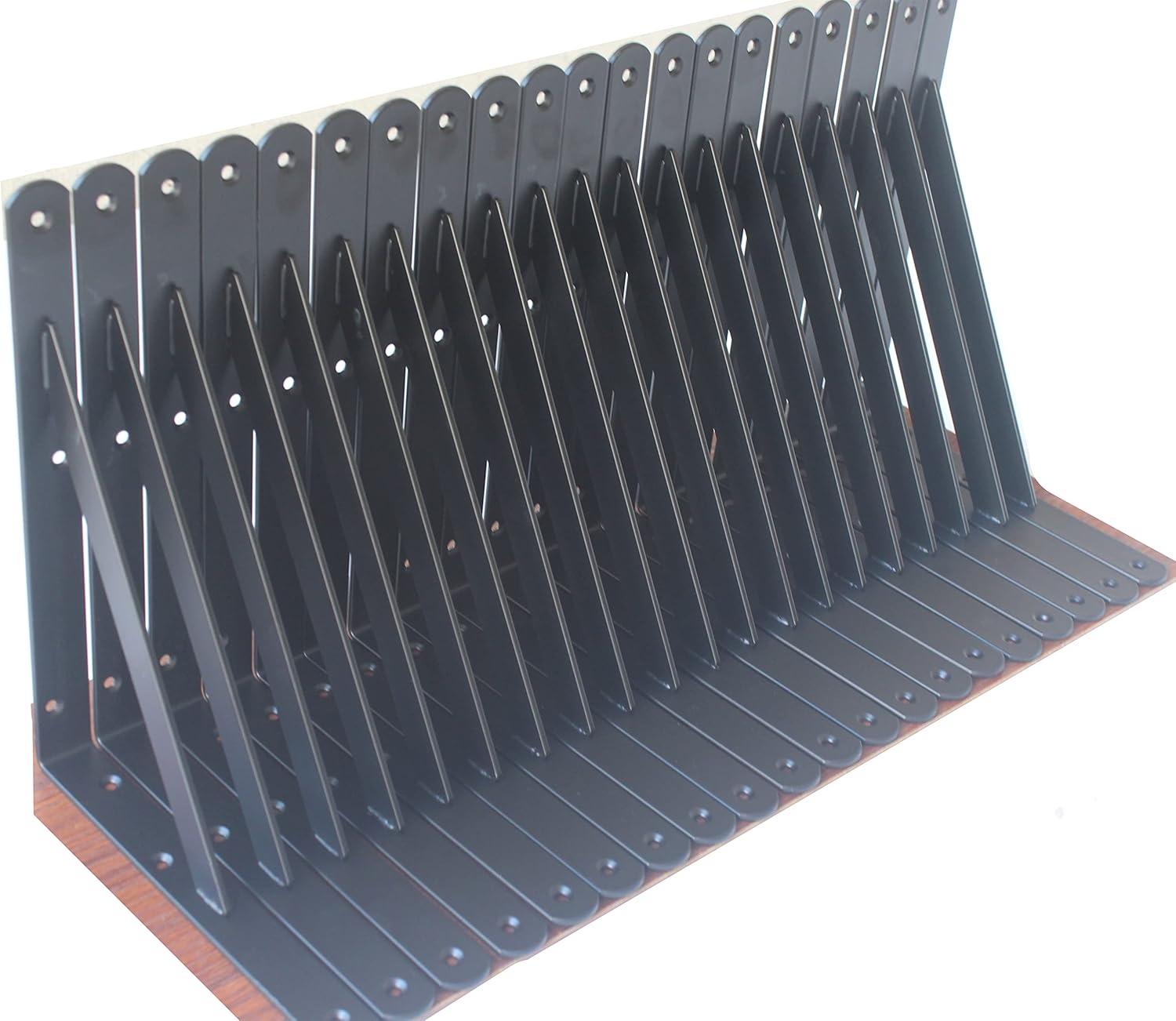 12 Pack L14 x H 10" Black Heavy Duty Shelf Brackets with Screws Metal Shelf Brackets Shelf Support Angle Brackets for Shelves L Brackets Heavy Duty Floating Shelf