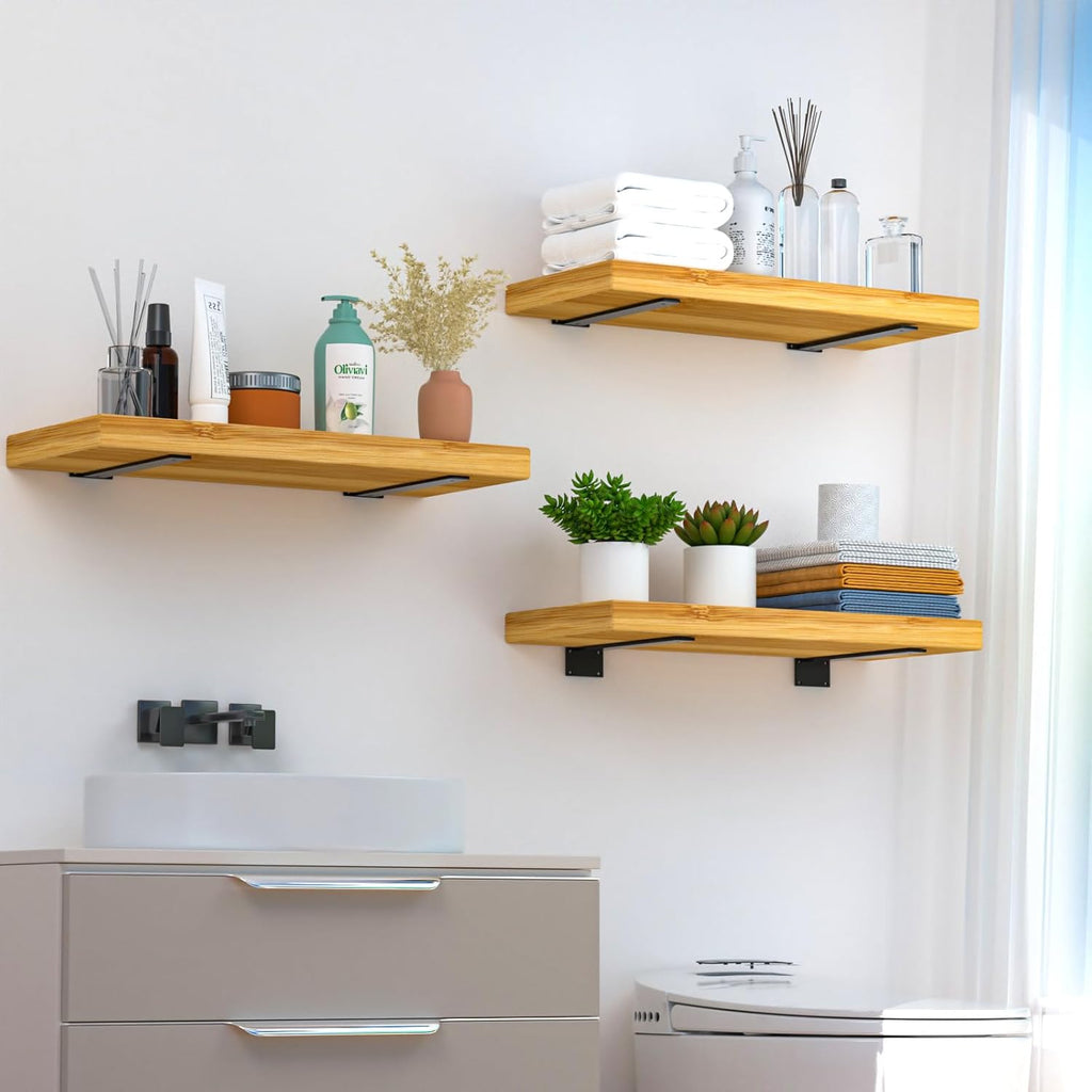 12 Pack - 12 inch Black Hidden L Shelf Bracket (1/5 Inch Thicked) Iron Floating Shelf Brackets Rustic Industrial Metal Brackets for Shelf Support