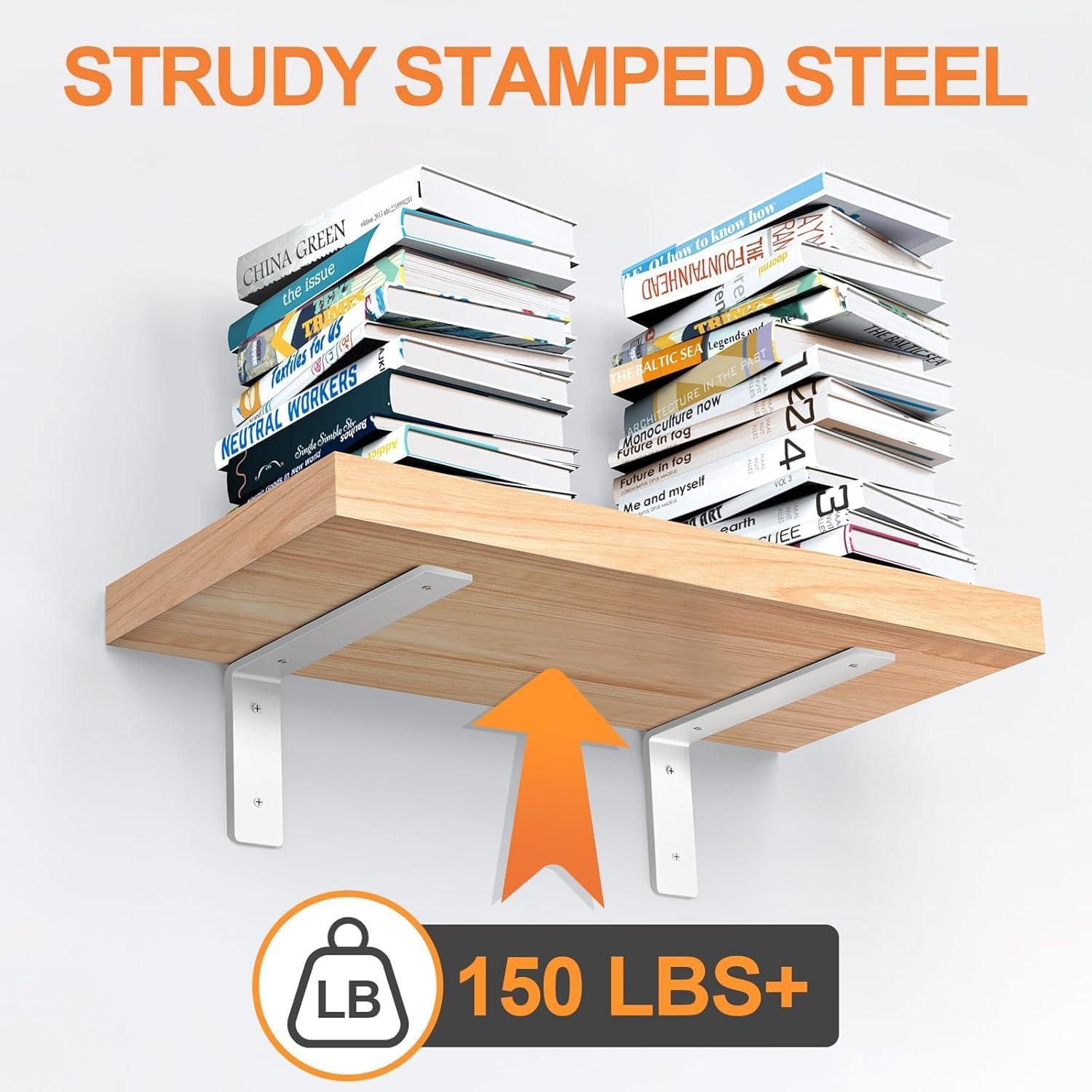 White Floating Shelf Bracket 10 Inch, 6 Pack Heavy Duty Shelf Brackets, Wall Shelf Bracket for DIY Decorative with Mounting Hardware