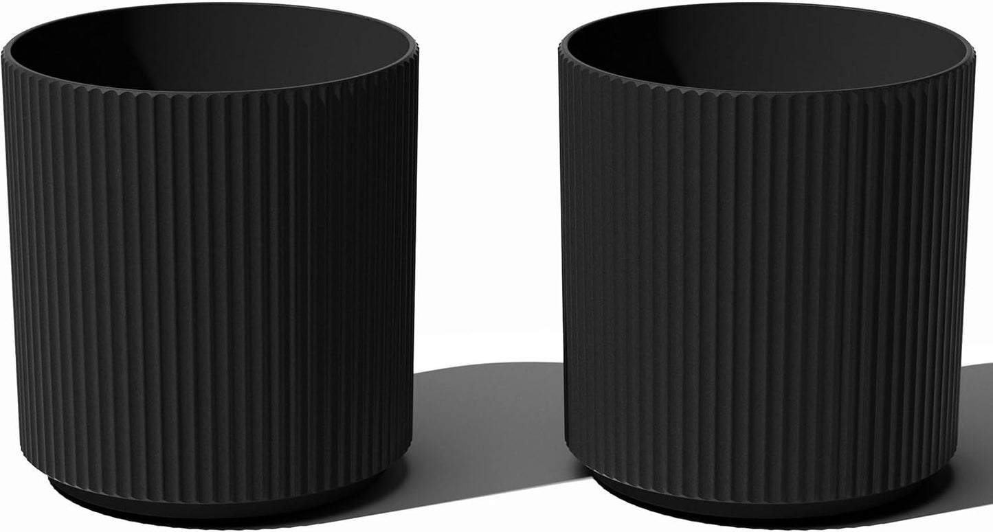 Veradek Demi Series Round Planter for Porch, Patio, Backyard | Durable Plastic-Stone Composite Material | Modern Décor for Tall Plants, Flowers