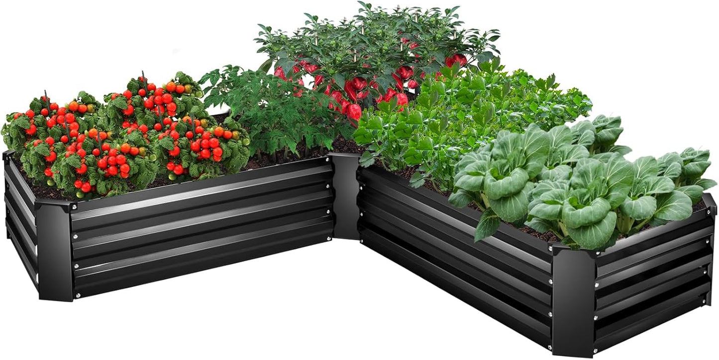 EDOSTORY Metal Raised Bed Garden Bed Kit, 8x4x2ft Tall Galvanized Planter Raised Garden Boxes Outdoor, Large Metal Raised Garden Beds for Flowers, Vegetables, Herbs