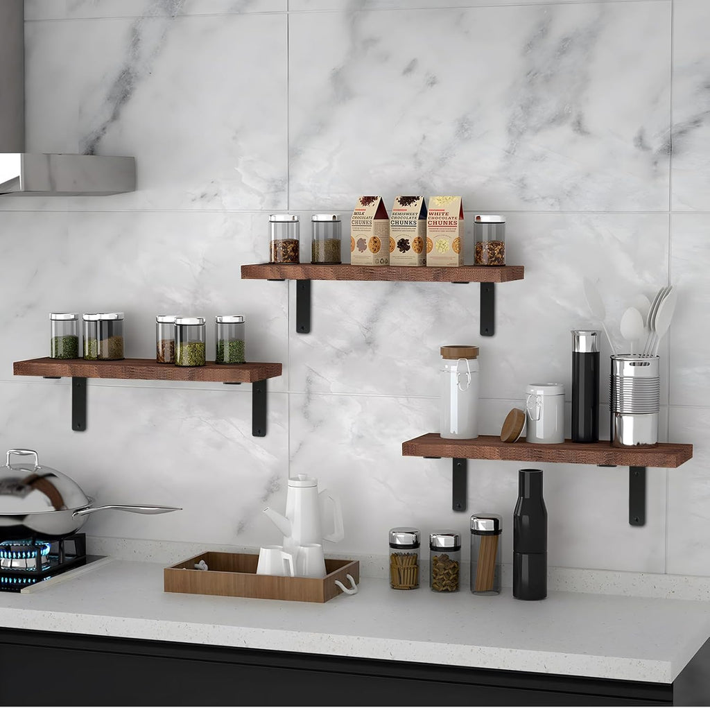 12 Pack - L 8" x H 6" x W1.5, 5mm Thick Black L Shelf Bracket, Iron Shelf Brackets, Metal Shelf Brackets, Floating Shelf, Shelf Supports with Screws